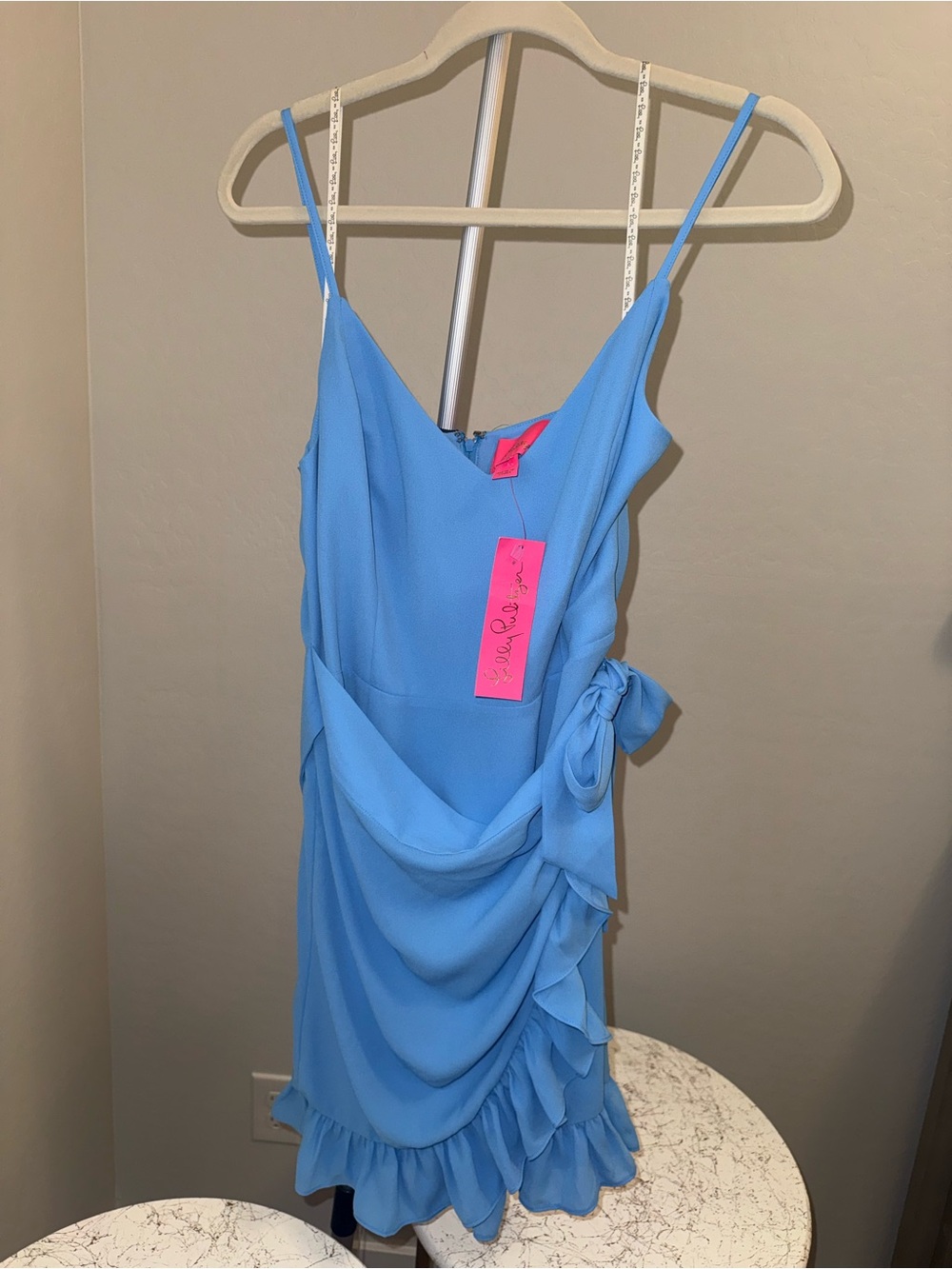 Lilly Pulitzer Light Blue Ruffle Wrap Slip Dress